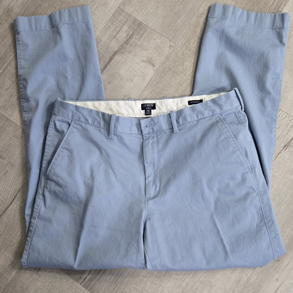 J.CREW Flex Straight Cotton Twill Light Blue Men's Casual Pants 36x32 - Picture 2 of 6